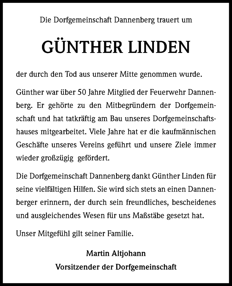  Traueranzeige für Günther Linden vom 10.04.2014 aus Kölner Stadt-Anzeiger / Kölnische Rundschau / Express