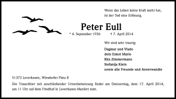 Anzeige von Peter Eull von Kölner Stadt-Anzeiger / Kölnische Rundschau / Express
