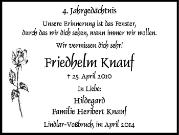 Anzeige von Friedhelm Knauf von Kölner Stadt-Anzeiger / Kölnische Rundschau / Express