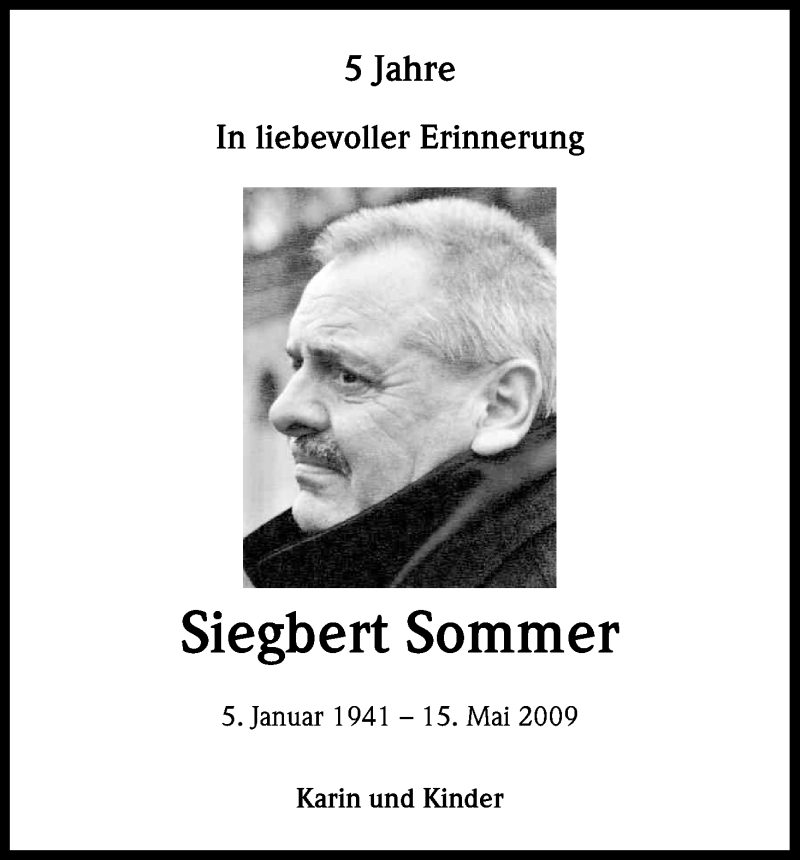  Traueranzeige für Siegbert Sommer vom 15.05.2014 aus Kölner Stadt-Anzeiger / Kölnische Rundschau / Express