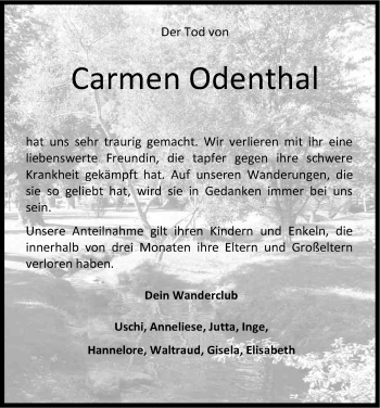 Anzeige von Carmen Odenthal von Kölner Stadt-Anzeiger / Kölnische Rundschau / Express