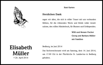 Anzeige von Elisabeth Müller von Kölner Stadt-Anzeiger / Kölnische Rundschau / Express