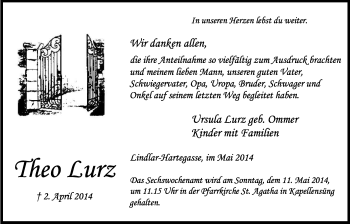 Anzeige von Theo Lurz von Kölner Stadt-Anzeiger / Kölnische Rundschau / Express
