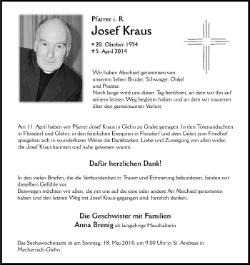 Anzeige von Josef Kraus von Kölner Stadt-Anzeiger / Kölnische Rundschau / Express