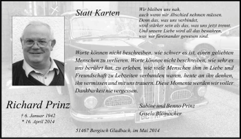 Anzeige von Richard Prinz von Kölner Stadt-Anzeiger / Kölnische Rundschau / Express
