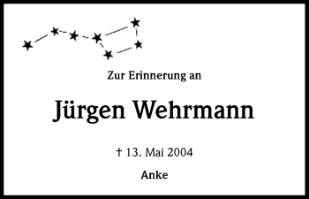 Anzeige von Jürgen Wehrmann von Kölner Stadt-Anzeiger / Kölnische Rundschau / Express