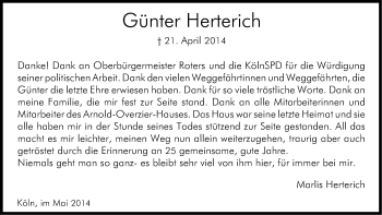 Anzeige von Günter Hederich von Kölner Stadt-Anzeiger / Kölnische Rundschau / Express