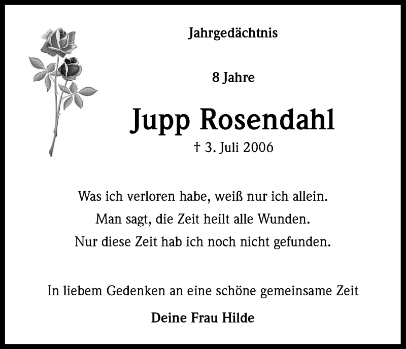  Traueranzeige für Jupp Rosendahl vom 28.06.2014 aus Kölner Stadt-Anzeiger / Kölnische Rundschau / Express