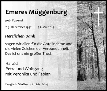 Anzeige von Emeres Müggenburg von Kölner Stadt-Anzeiger / Kölnische Rundschau / Express