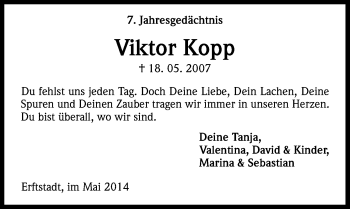 Anzeige von Viktor Kopp von Kölner Stadt-Anzeiger / Kölnische Rundschau / Express