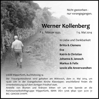 Anzeige von Werner Kollenberg von Kölner Stadt-Anzeiger / Kölnische Rundschau / Express
