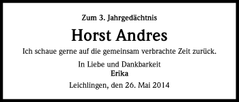 Anzeige von Horst Andres von Kölner Stadt-Anzeiger / Kölnische Rundschau / Express