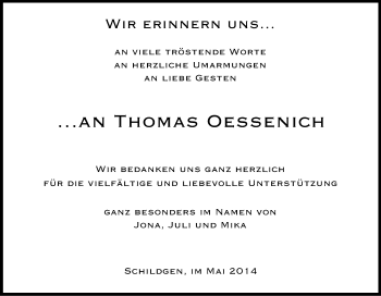 Anzeige von Thomas Oessenich von Kölner Stadt-Anzeiger / Kölnische Rundschau / Express