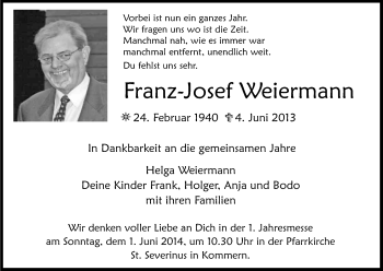 Anzeige von Franz-Josef Weiermann von Kölner Stadt-Anzeiger / Kölnische Rundschau / Express