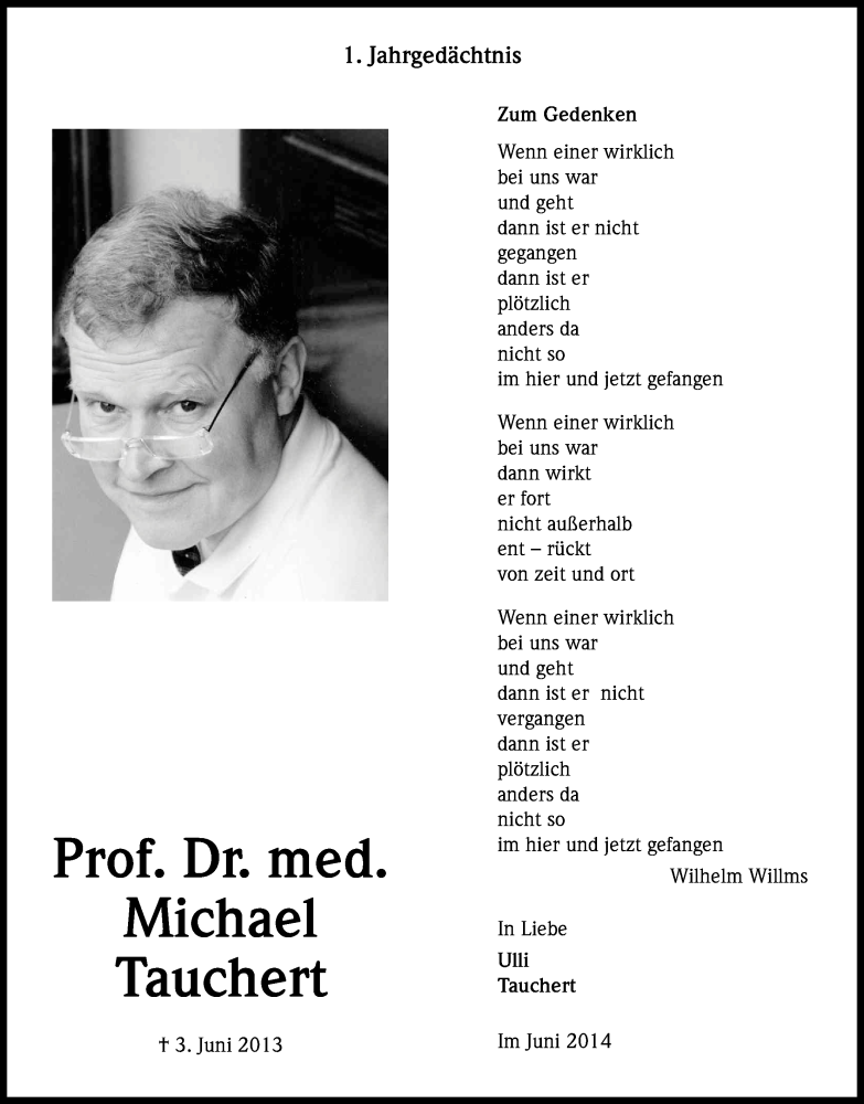  Traueranzeige für Michael Tauchert vom 07.06.2014 aus Kölner Stadt-Anzeiger / Kölnische Rundschau / Express