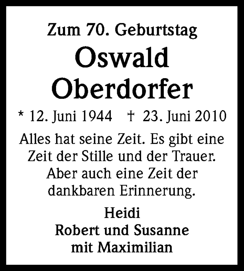  Traueranzeige für Oswald Oberdorfer vom 12.06.2014 aus Kölner Stadt-Anzeiger / Kölnische Rundschau / Express