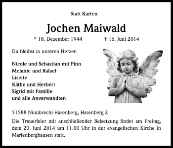 Anzeige von Jochen Maiwald von Kölner Stadt-Anzeiger / Kölnische Rundschau / Express