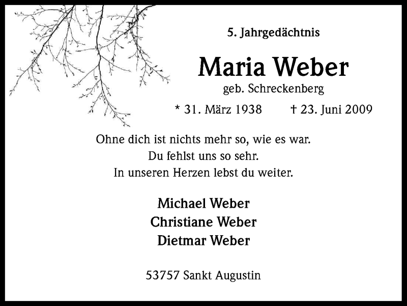  Traueranzeige für Maria Weber vom 28.06.2014 aus Kölner Stadt-Anzeiger / Kölnische Rundschau / Express