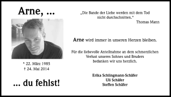 Anzeige von Arne Schäfer von Kölner Stadt-Anzeiger / Kölnische Rundschau / Express