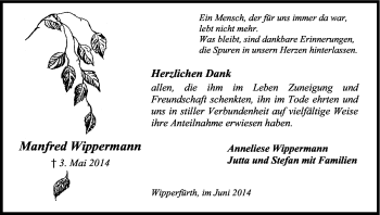 Anzeige von Manfred Wippermann von Kölner Stadt-Anzeiger / Kölnische Rundschau / Express