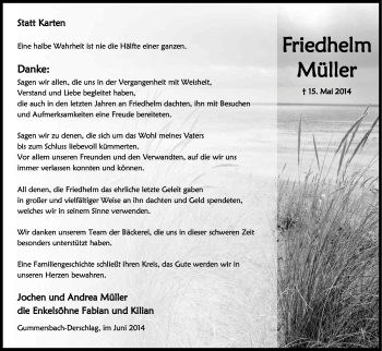 Anzeige von Friedhelm Müller von Kölner Stadt-Anzeiger / Kölnische Rundschau / Express