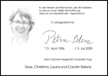 Anzeige von Petra Selenz von Kölner Stadt-Anzeiger / Kölnische Rundschau / Express