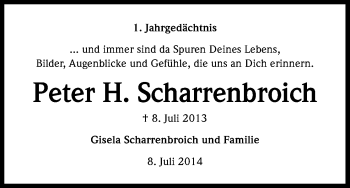 Anzeige von Peter. H. Scharrenbroich von Kölner Stadt-Anzeiger / Kölnische Rundschau / Express