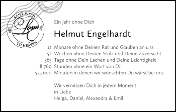 Anzeige von Helmut Engelhardt von Kölner Stadt-Anzeiger / Kölnische Rundschau / Express