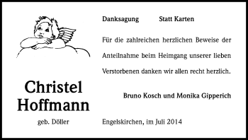 Anzeige von Christel Hoffmann von Kölner Stadt-Anzeiger / Kölnische Rundschau / Express