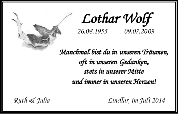 Anzeige von Lothar Wolf von Kölner Stadt-Anzeiger / Kölnische Rundschau / Express