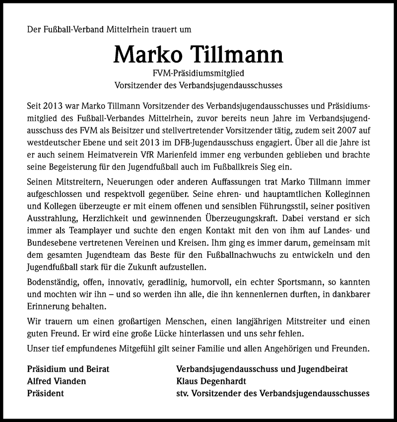  Traueranzeige für Marko Tillmann vom 11.07.2014 aus Kölner Stadt-Anzeiger / Kölnische Rundschau / Express