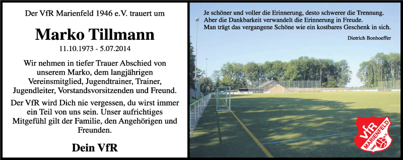  Traueranzeige für Marko Tillmann vom 12.07.2014 aus Kölner Stadt-Anzeiger / Kölnische Rundschau / Express
