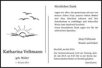 Anzeige von Katharina Veltmann von Kölner Stadt-Anzeiger / Kölnische Rundschau / Express