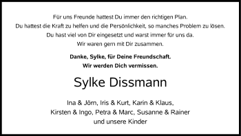 Anzeige von Sylke Dissmann von Kölner Stadt-Anzeiger / Kölnische Rundschau / Express