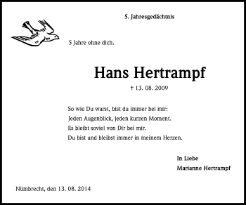 Anzeige von Hans Hertrampf von Kölner Stadt-Anzeiger / Kölnische Rundschau / Express