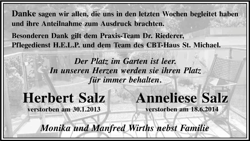  Traueranzeige für Anneliese Salz vom 26.07.2014 aus Kölner Stadt-Anzeiger / Kölnische Rundschau / Express