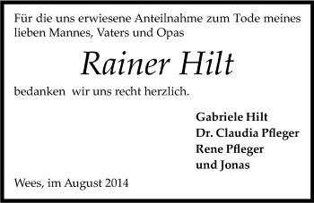 Anzeige von Rainer Hilt von Kölner Stadt-Anzeiger / Kölnische Rundschau / Express