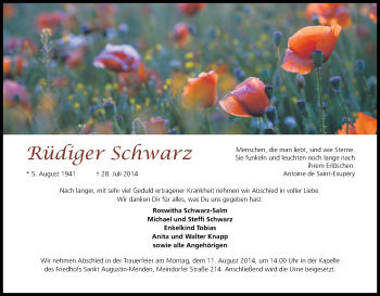 Anzeige von Rüdiger Schwarz von Kölner Stadt-Anzeiger / Kölnische Rundschau / Express