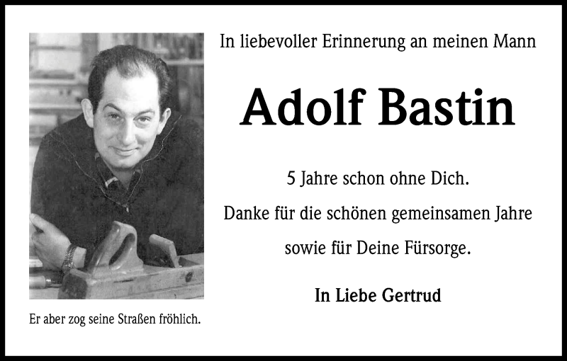  Traueranzeige für Adolf Bastin vom 17.10.2014 aus Kölner Stadt-Anzeiger / Kölnische Rundschau / Express