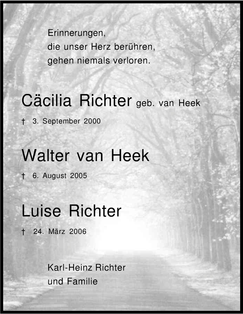  Traueranzeige für Cäcilia Richter vom 06.09.2014 aus Kölner Stadt-Anzeiger / Kölnische Rundschau / Express