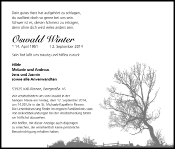 Anzeige von Oswald Winter von Kölner Stadt-Anzeiger / Kölnische Rundschau / Express