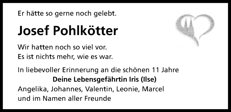  Traueranzeige für Josef  Pohlkötter vom 06.09.2014 aus Kölner Stadt-Anzeiger / Kölnische Rundschau / Express