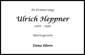 Anzeige von Ulrich Heppner von Kölner Stadt-Anzeiger / Kölnische Rundschau / Express