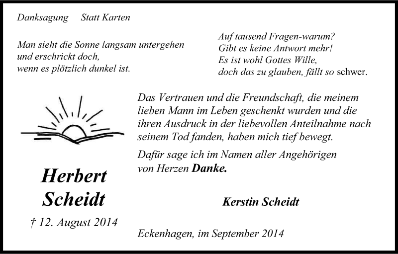  Traueranzeige für Kerstin Scheidt vom 20.09.2014 aus Kölner Stadt-Anzeiger / Kölnische Rundschau / Express