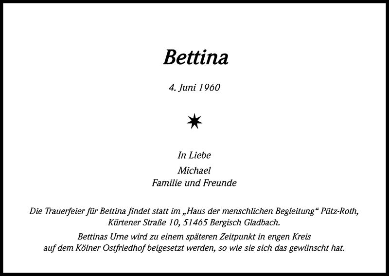  Traueranzeige für Bettina Krebber vom 04.10.2014 aus Kölner Stadt-Anzeiger / Kölnische Rundschau / Express