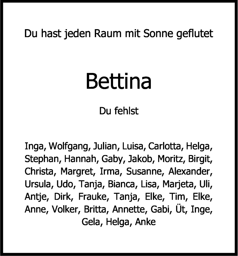  Traueranzeige für Bettina Krebber vom 04.10.2014 aus Kölner Stadt-Anzeiger / Kölnische Rundschau / Express