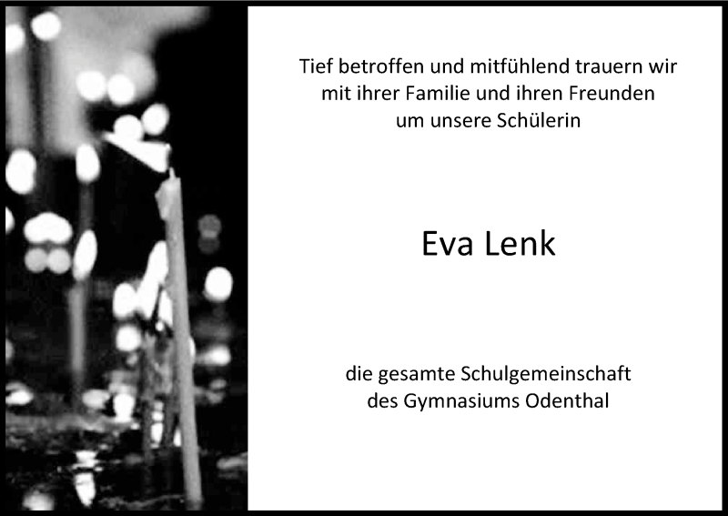  Traueranzeige für Eva Lenk vom 15.10.2014 aus Kölner Stadt-Anzeiger / Kölnische Rundschau / Express