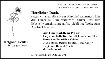 Anzeige von Helgard Keßler von Kölner Stadt-Anzeiger / Kölnische Rundschau / Express