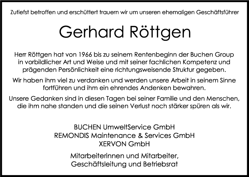  Traueranzeige für Gerhard Röttgen vom 25.10.2014 aus Kölner Stadt-Anzeiger / Kölnische Rundschau / Express
