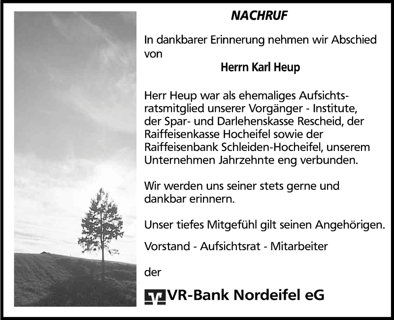  Traueranzeige für Karl Heup vom 25.10.2014 aus Kölner Stadt-Anzeiger / Kölnische Rundschau / Express